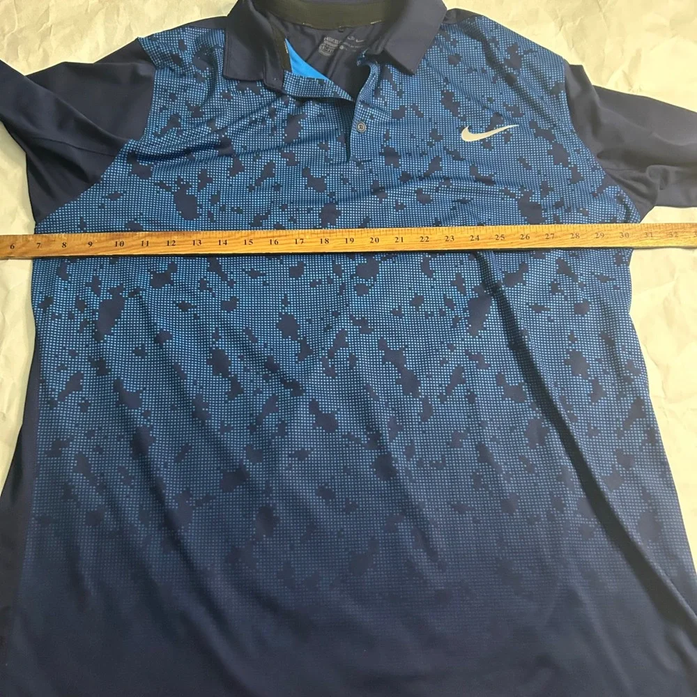 Nike Golf Mens Polo Shirt XL Blue Camo Print Dri-FIT Wallingford CC Logo‎